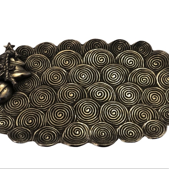 MudPie Swirlie Silver Christmas Serving Platter - Picture 2 of 10